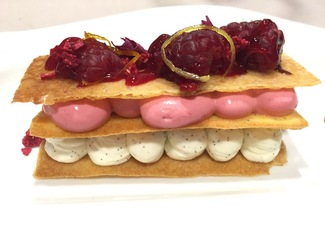 Frambuesa, mascarpone y galleta de cítricos