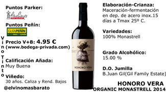 Honoro Vera Organic 2014