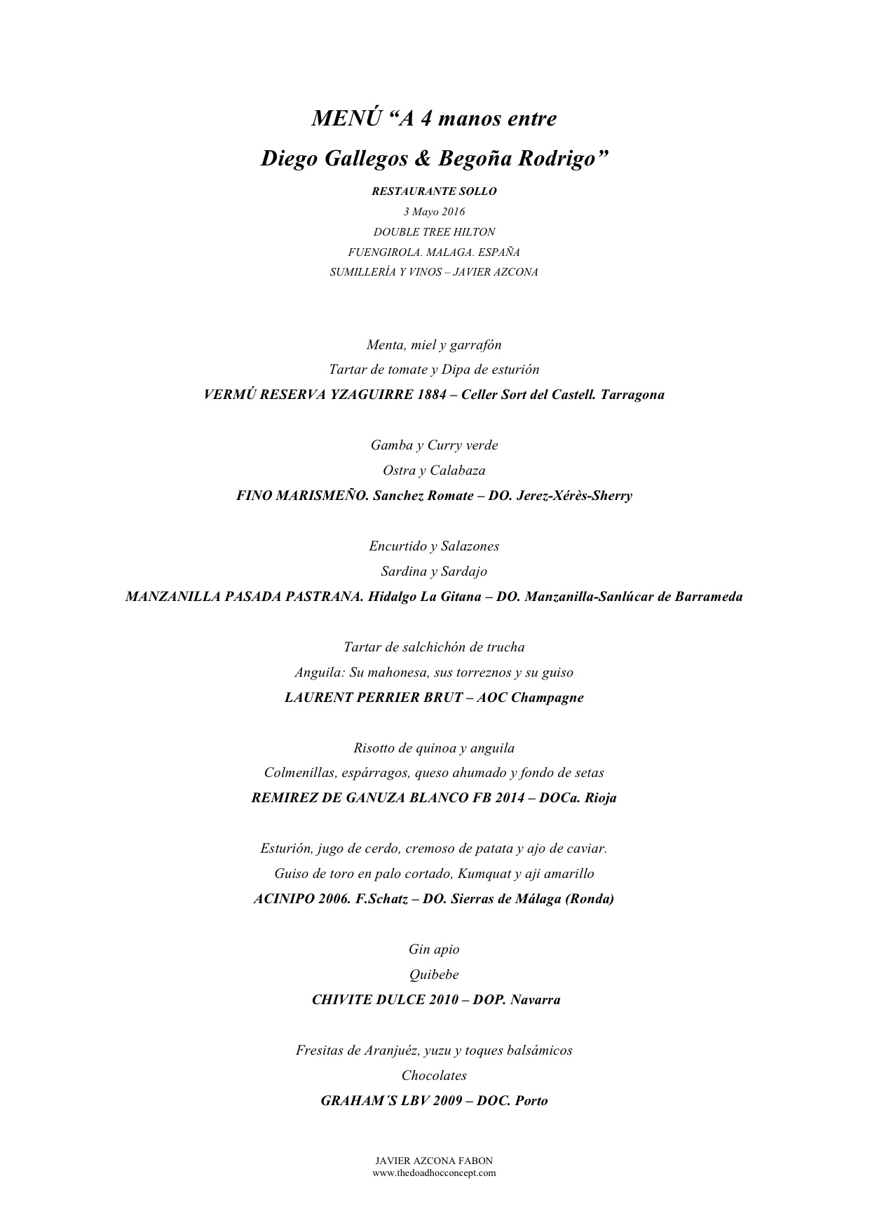 A 4 manos. Cocinando entre amigos: Diego Gallegos & Begoña Rodrigo. Málaga Gastronomy Festival 2016