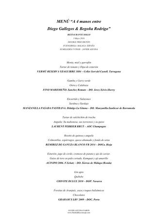 A 4 manos. Cocinando entre amigos: Diego Gallegos & Begoña Rodrigo. Málaga Gastronomy Festival 2016