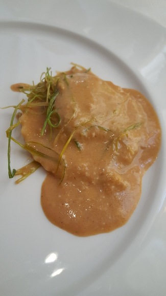 Raviolis relkenos de txangurro