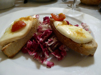 Formagio affumigato e polvere di bottarga