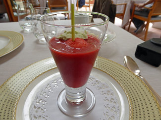 Sorbete de fresa, jengibre y wasabi