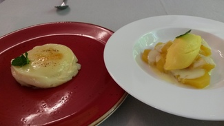 Crema Cántabra y piña con helado al ron