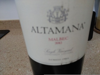 Altamana Single Vineyard Malbec 2012
