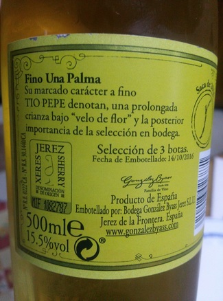 Fino Una Palma González Byass Saca Octubre 2016
