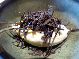  Helado de vainilla con trufa tuber melanosporum cortada en tiras