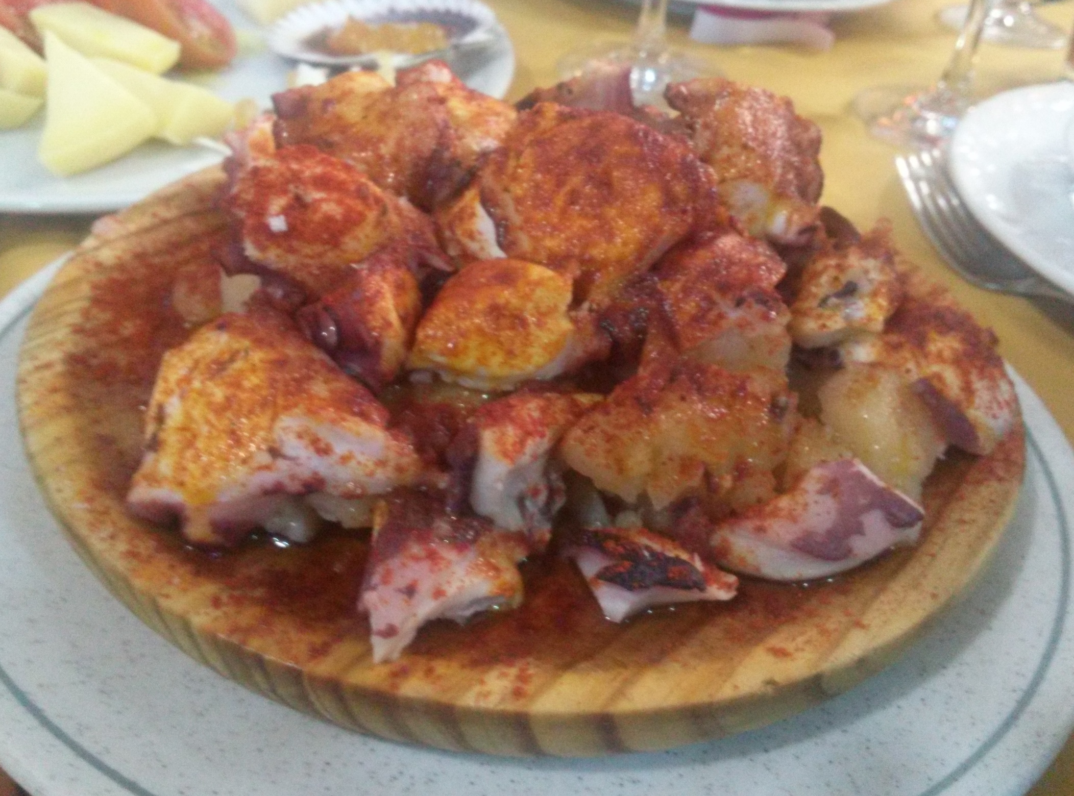 Pulpo a la gallega en O' Peregrino Bizarro, comida 25 febrero, postcata Jerez