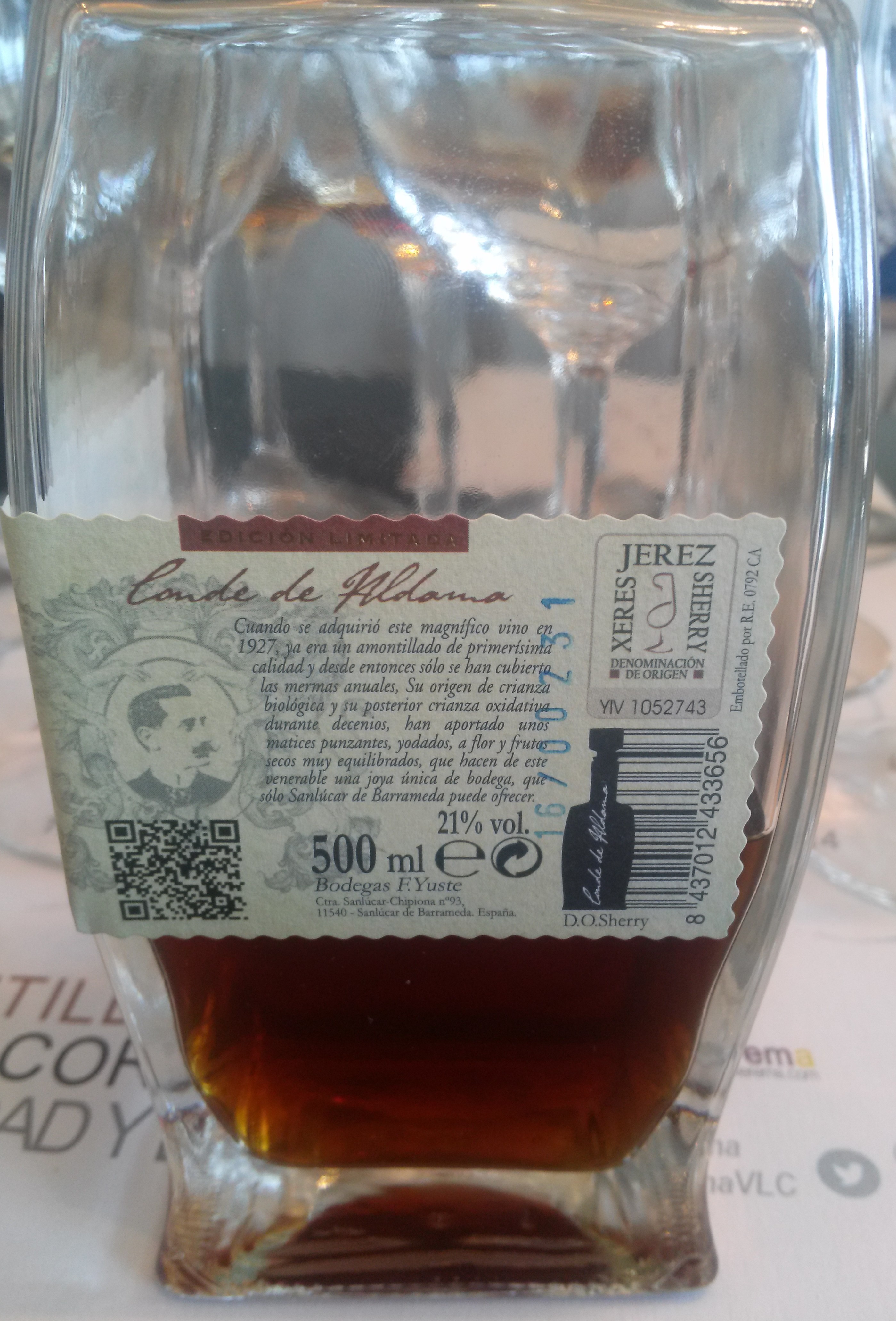 Amontillado Conde de Aldama, +100 años de vejez, maravilloso