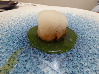 Gamba roja de Port de la Selva, setas de temporada y pepino