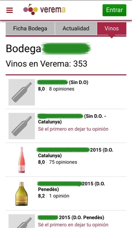 ¡Ya tenemos versión móvil de Bodegas en Verema!