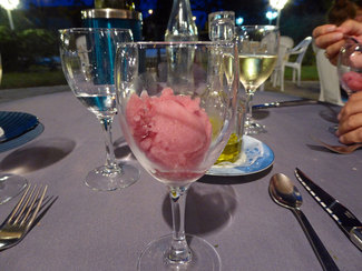sorbete de frambuesas al armagnac