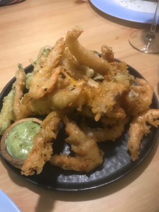 Gambas en tempura