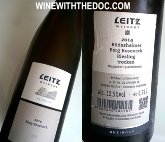 Weingut Leitz "Rüdesheimer Berg Roseneck" Riesling trocken Kabinet 2014 (Rheingau) 2014 (Rheingau) 2014