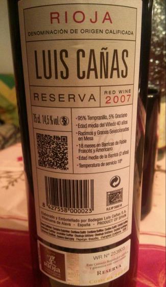 Luis Cañas Reserva (D.O.Ca Rioja) 2007