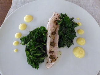 Lenguado con mantequilla de curry y muselina de limón