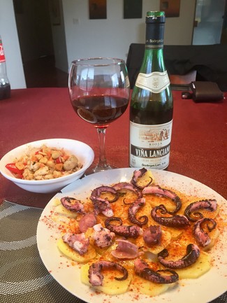 Con el pulpo y el arroz de vieiras