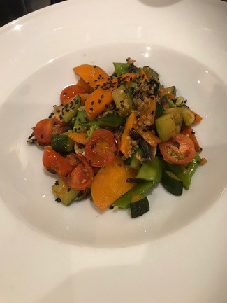 Verduras con soja y quinoa, excelente punto de salsa.