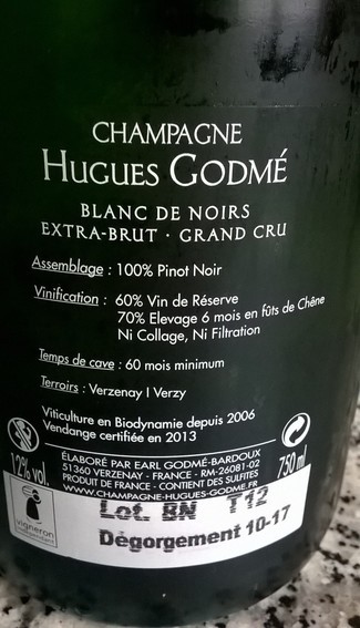 Champagne "Hugues Godmé" Blanc de Noirs Extra Brut Grand Cru