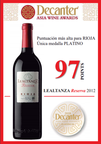 97 puntos Decanter para Lealtanza Reserva