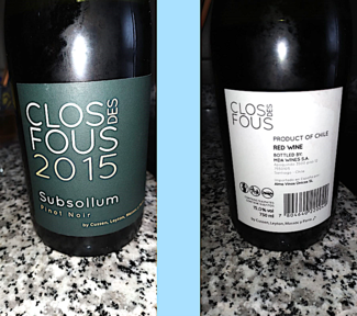 Clos des Fous "Subsollum" Pinot Noir 2015