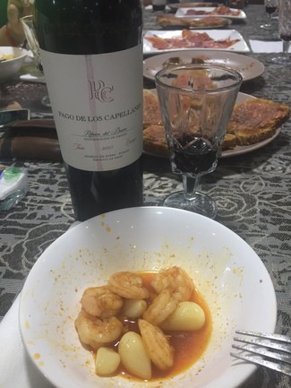 Con las gambas al ajillo