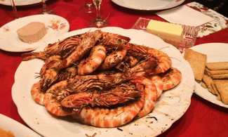 Langostinos y foie