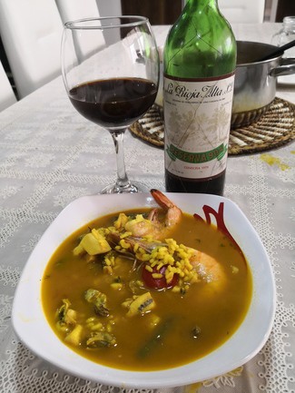 Con el caldoso de langostinos