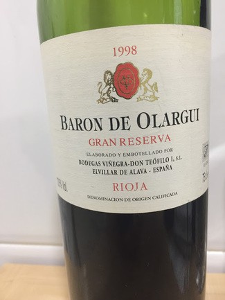 Baron de Olargui Gran reserva 1998
