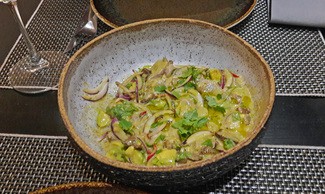 Ceviche de palometa negra con sus esencias