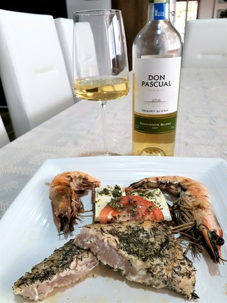 Con el atún y los langostinos