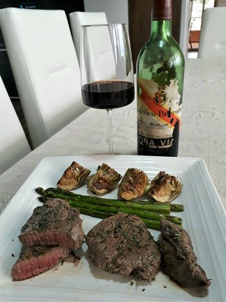 Con la jugosa carne