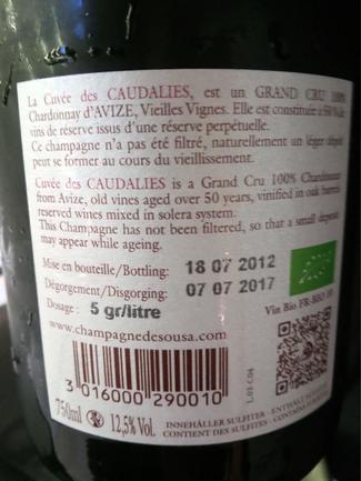Champagne De Sousa Extra Brut Blanc de Blancs Grand Cru "Cuvée des Caudalies"
