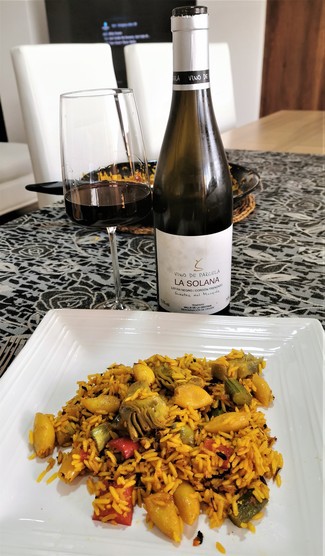 Con el arroz de chipirones y alcachofas