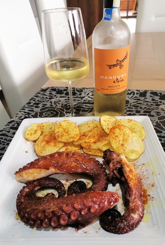 Con el pulpo a la plancha