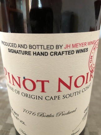 Jh meyer south coast pinot noir 2017