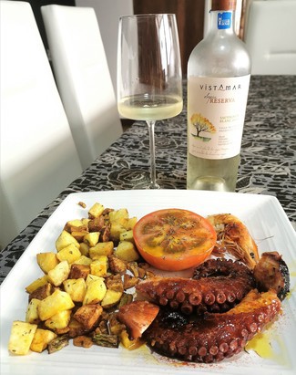 Con el pulpo a la plancha