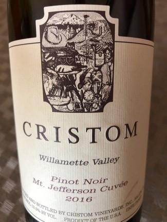 Cristom pinot Noir Mt. Jeffferson cuvée 2016