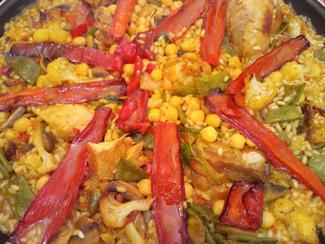 Arroz de pollo de campo y verduras