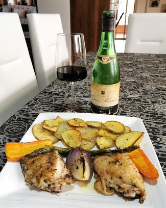 Con el pollo al horno