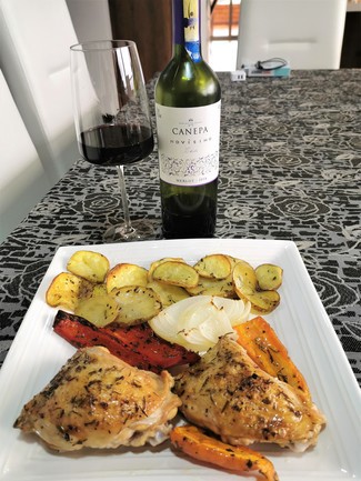 Con el pollo al horno