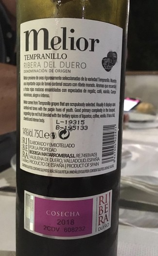 Melior Tempranillo 2018