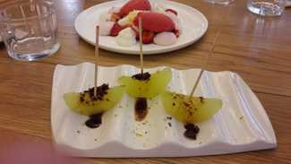 Pincho de manzana osmotizada