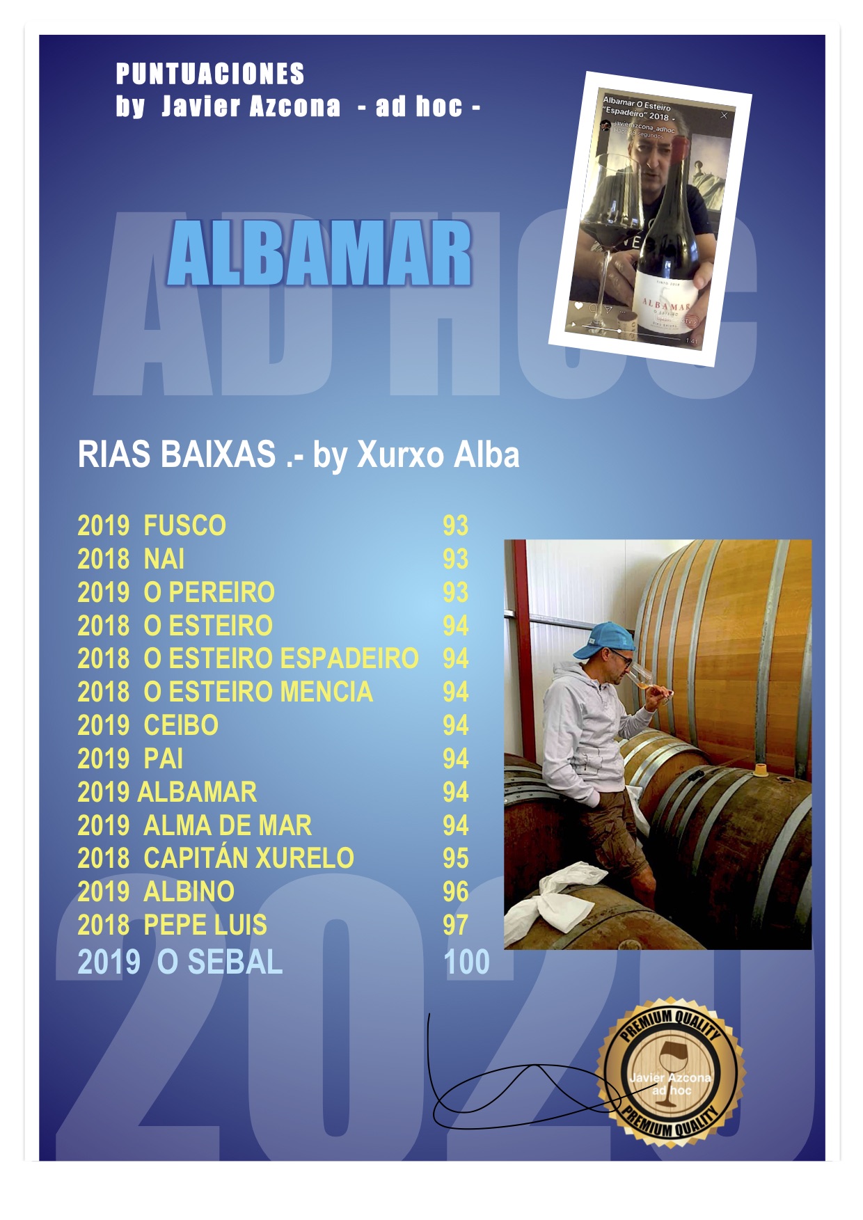 Puntuaciones de nuevas añadas en Bodegas ALBAMAR by Winewiththedoc