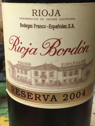 Rioja Bordón Reserva 2004