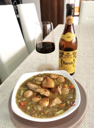 Con las lentejas con costilla