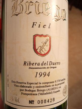 Briego Fiel Reserva Especial 1994, DO Ribera del Duero