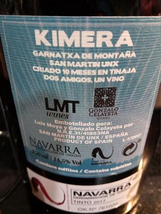 Kimera Garnatxa 2017, DO Navarra