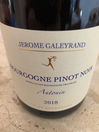 Jerome Galeyrand Bourgogne Pinot noir Antonin 2018