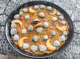 Espectacular arroz de langostinos y almejas
